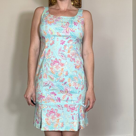 Vintage Sigrid Olsen Sport Blue Floral Spring Paisley Dress Size 4 - Picture 1 of 6